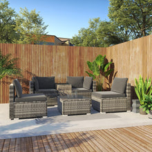 Load image into Gallery viewer, Outdoor Modular Lounge Sofa with Wicker End Table Set
