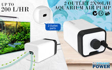 Load image into Gallery viewer, Dynamic Power Aquarium Air Pump Oxygen Hydroponic 2 Outlet 180L/H 4W
